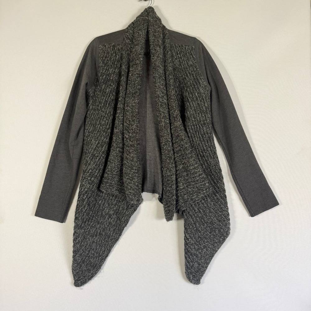Prana Medium Cardigan Gray Womens Knit Draped Sweater Cozy Earthy Travel Minimal